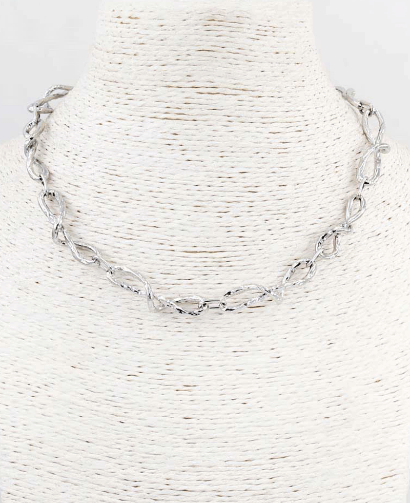 Sculptural Metal Link Chain Necklace