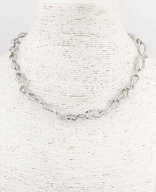 Sculptural Metal Link Chain Necklace