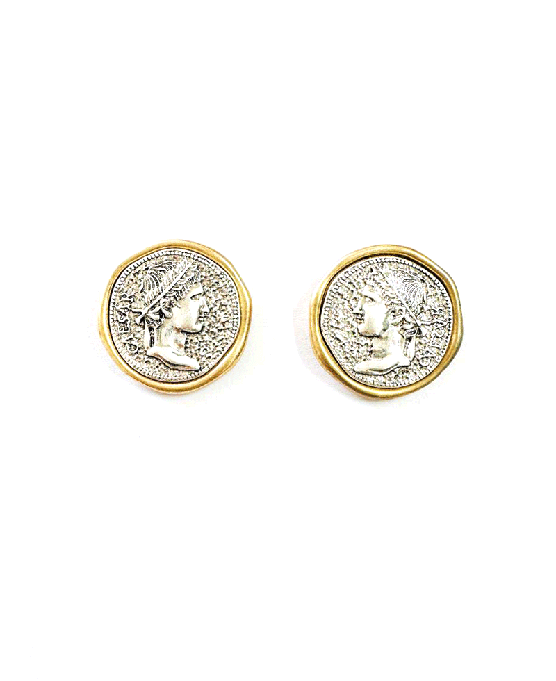 Two Tone Ancient Coin Earring