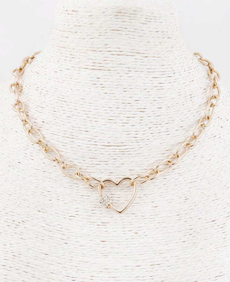 Open Heart Chain Link Necklace