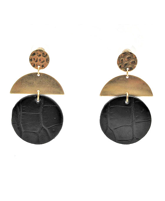 Faux Leather Geo Shape Earring
