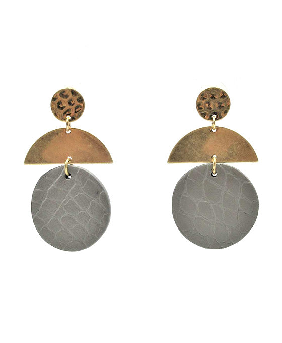 Faux Leather Geo Shape Earring