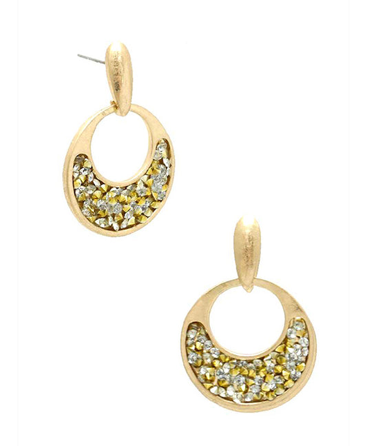 Open Circle w/ Rhinestone Post Earring