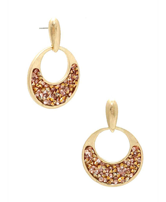 Open Circle w/ Rhinestone Post Earring