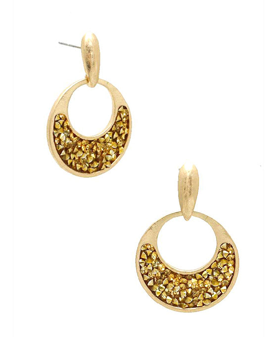 Open Circle w/ Rhinestone Post Earring