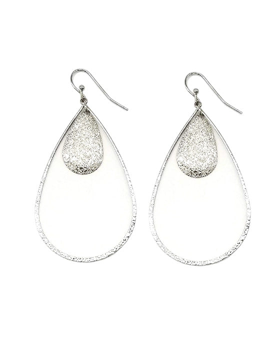 Texture Open Teardrop Earring