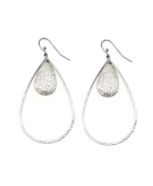 Texture Open Teardrop Earring