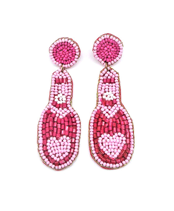 Beaded Champagne Bottle Earring