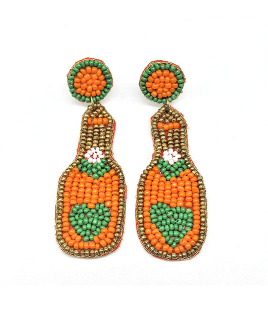 Beaded Champagne Bottle Earring