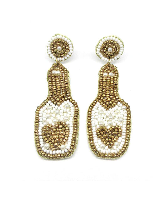 Beaded Champagne Bottle Earring
