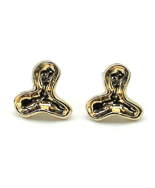 Concave Three Poing Lily Pad Stud Earring