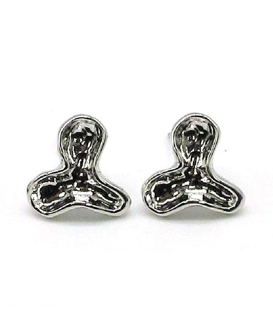 Concave Three Poing Lily Pad Stud Earring