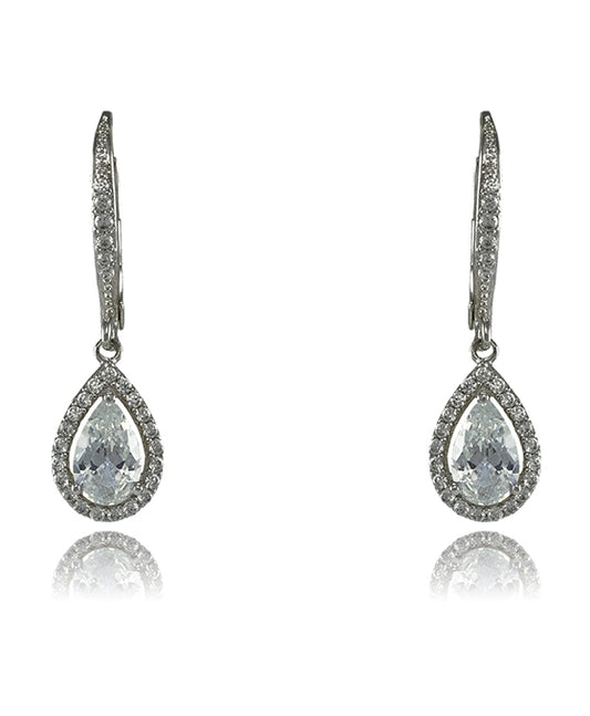 CZ Teardrop Lever Back Earring