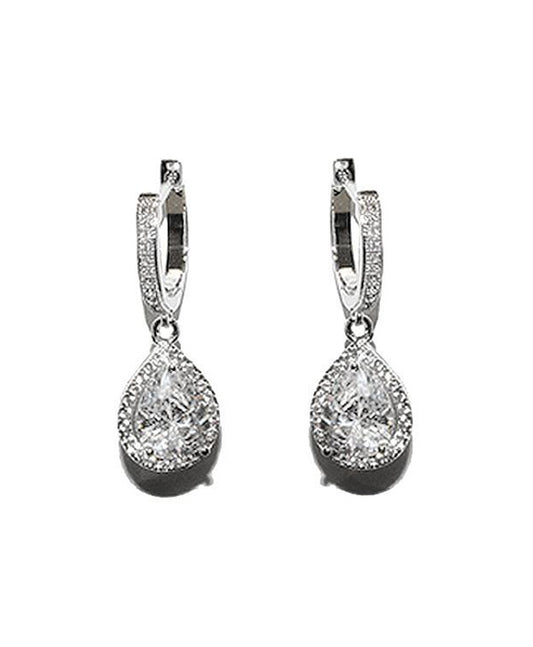 CZ Teardrop Halo Earring