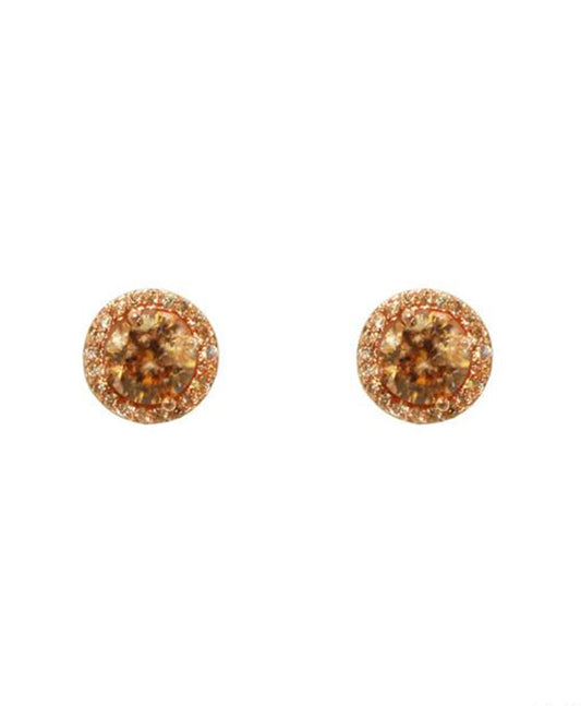 CZ Round Halo Stud Earring