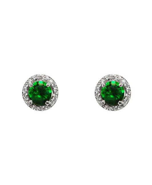 CZ Round Halo Stud Earring