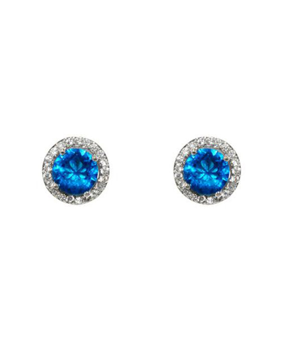 CZ Round Halo Stud Earring