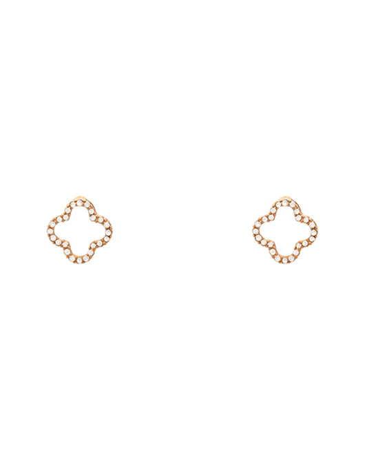 Clover Pave Stud Earring - 0.7"
