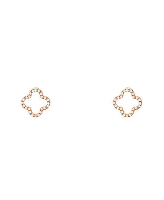 Clover Pave Stud Earring - 0.7"