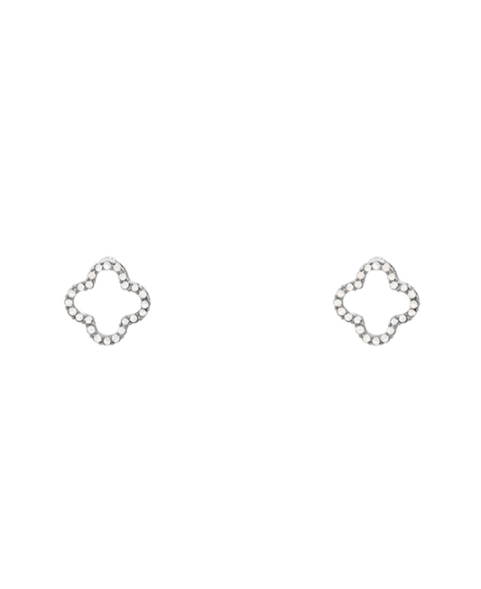Clover Pave Stud Earring - 0.7"