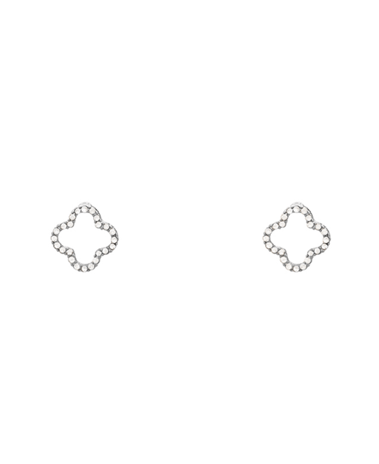 Clover Pave Stud Earring - 0.7"