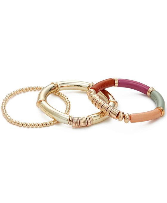 Mixed Bead Resin Bracelet Set