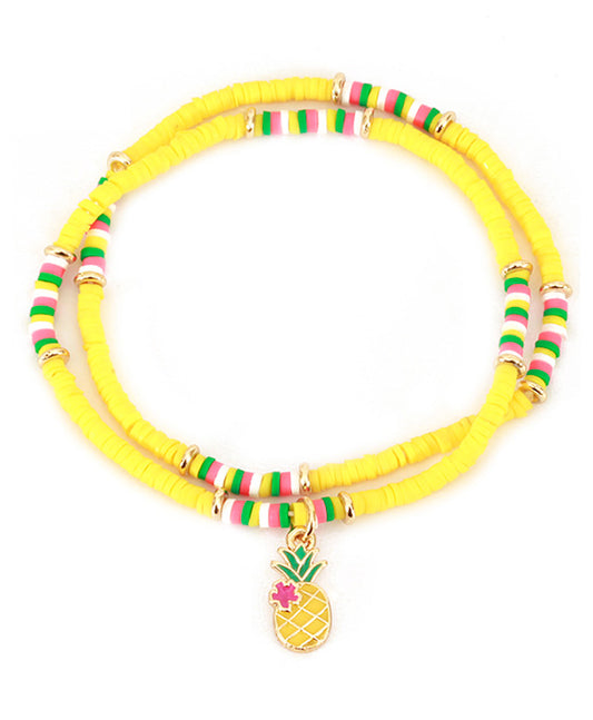 Fimo Pineapple Charm Elastic Bracelet