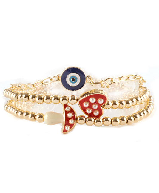 Metal Epoxy Mushroom Charm Bracelet