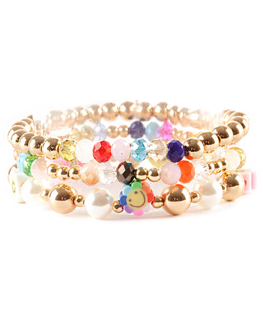 Glass Bead Multi Stackable Elastic Bracelet