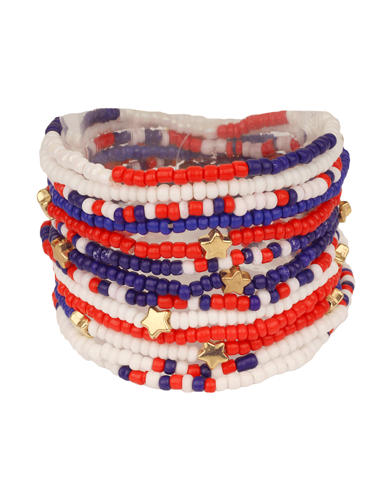 Patriot Seed Bead Stackable Bracelet