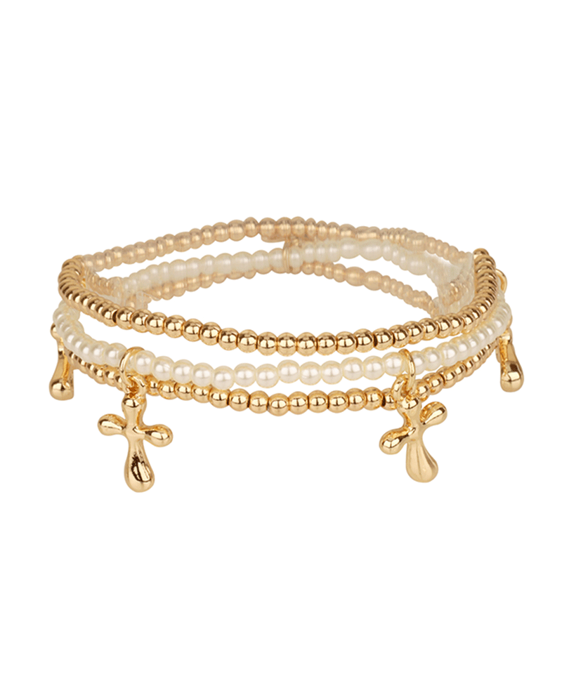 Pearl & CCB w/ Cross Bracelet
