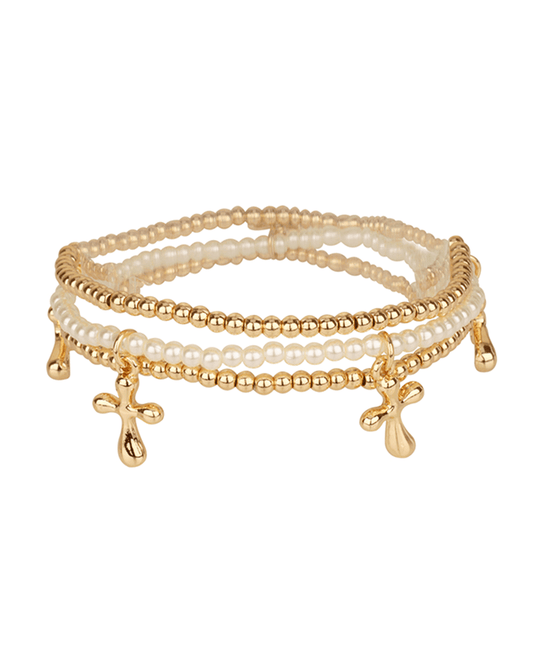Pearl & CCB w/ Cross Bracelet