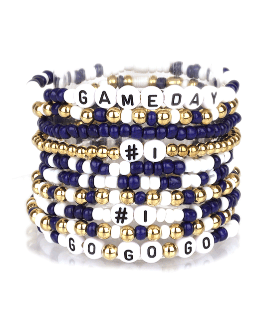 Seed Bead & CCB Gameday Elastic Bracelet