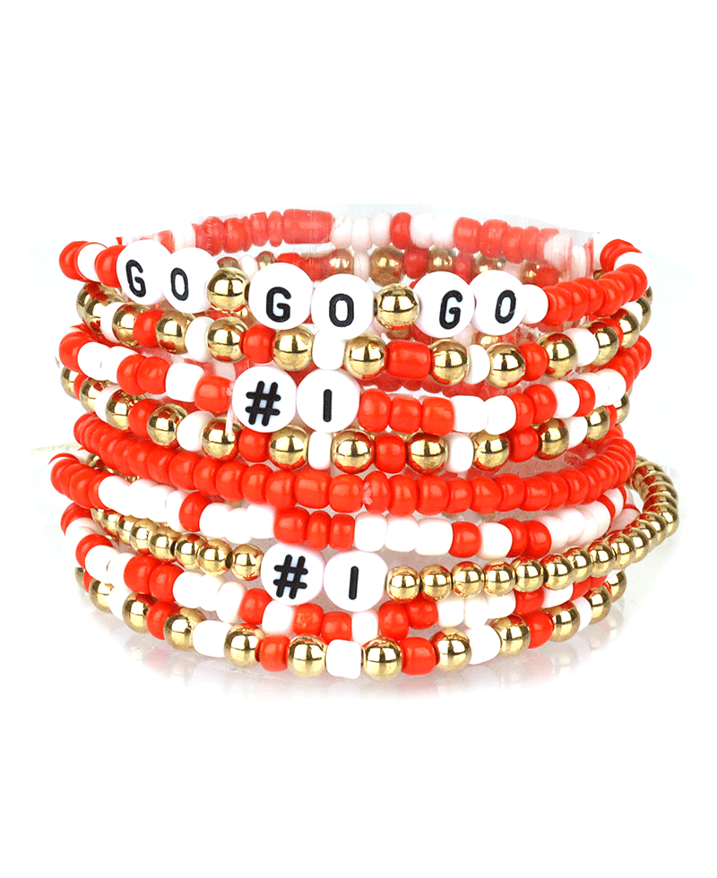 Seed Bead & CCB Gameday Elastic Bracelet