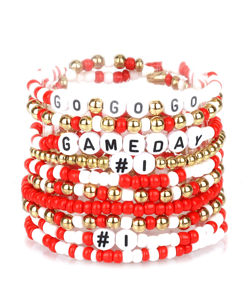 Seed Bead & CCB Gameday Elastic Bracelet