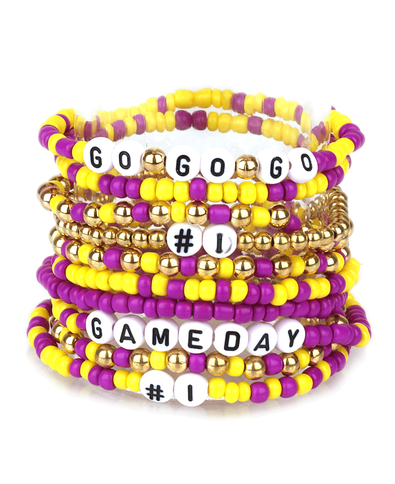 Seed Bead & CCB Gameday Elastic Bracelet