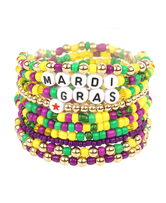 Seed Bead Mardi Gras Stackable Bracelet