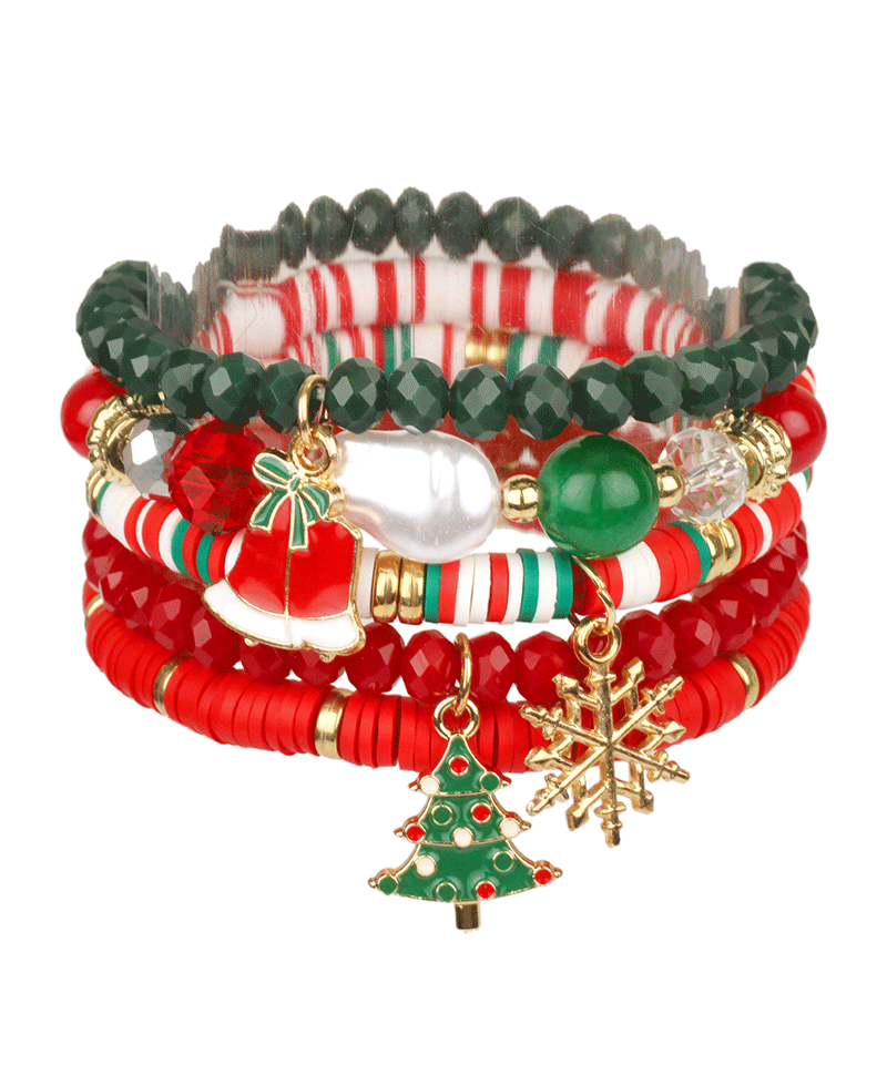 Multi Bead w/ Charms Christmas Bracelet