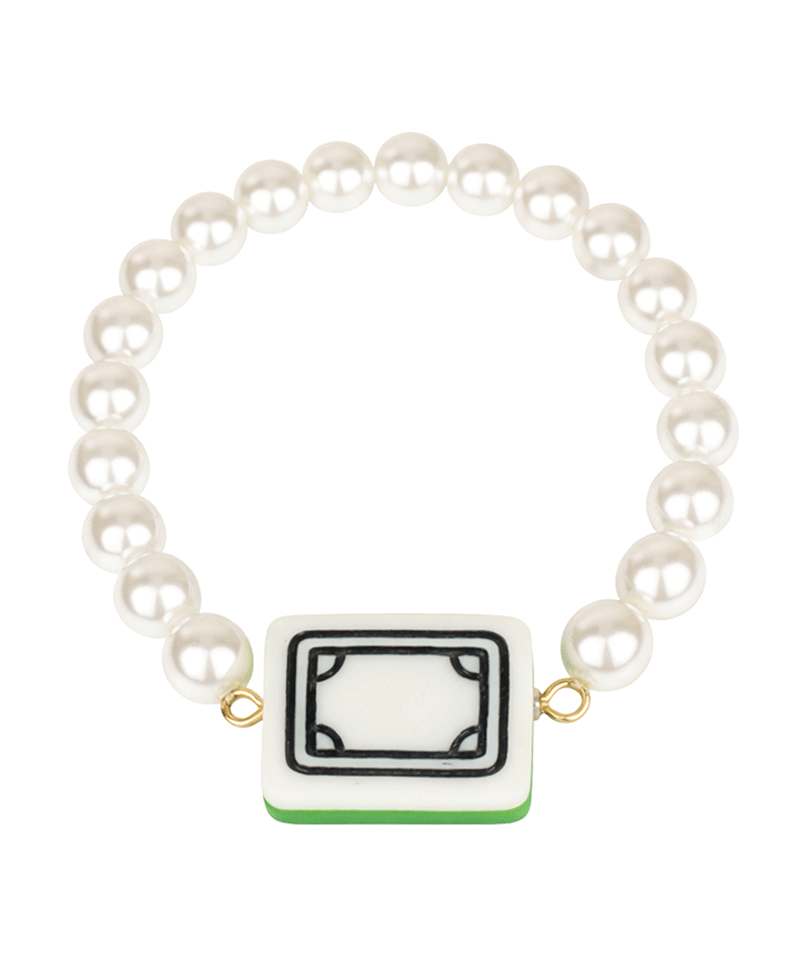 Mahjong Plastic Pearl Elastic Bracelet