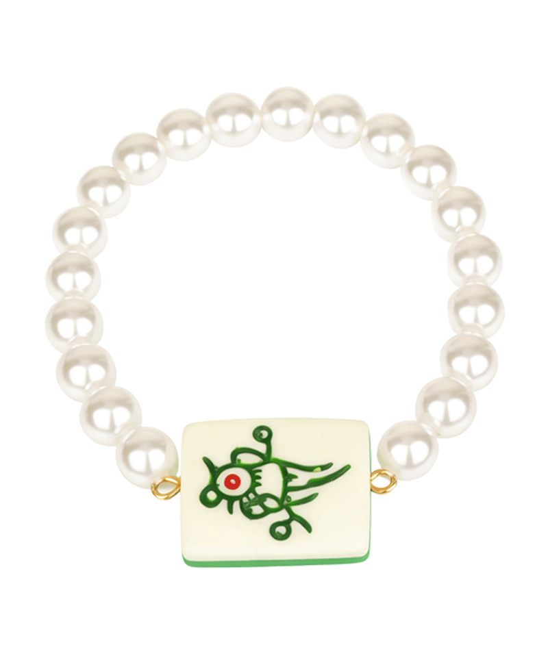Mahjong Plastic Pearl Elastic Bracelet