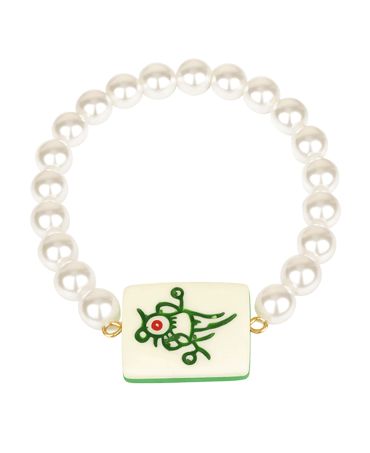 Mahjong Plastic Pearl Elastic Bracelet