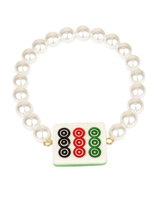 Mahjong Plastic Pearl Elastic Bracelet