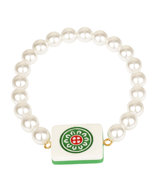 Mahjong Plastic Pearl Elastic Bracelet