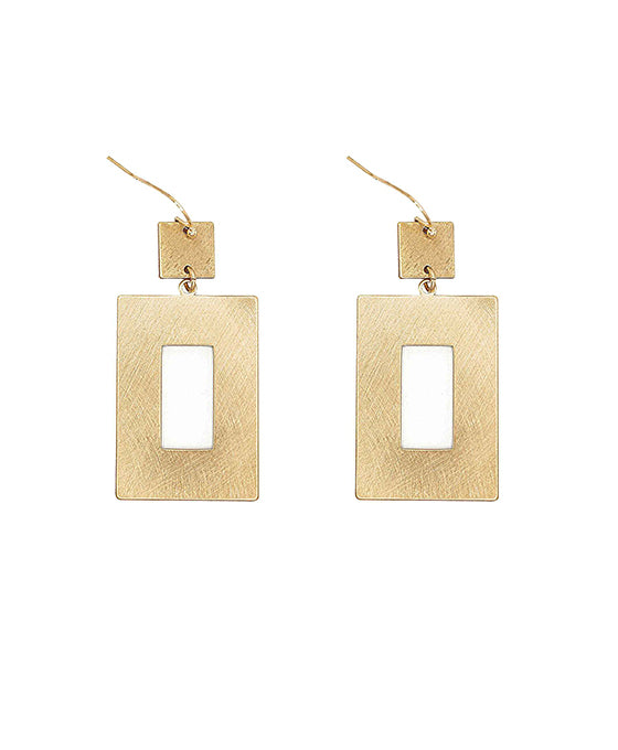 Rectangle Brass Earring