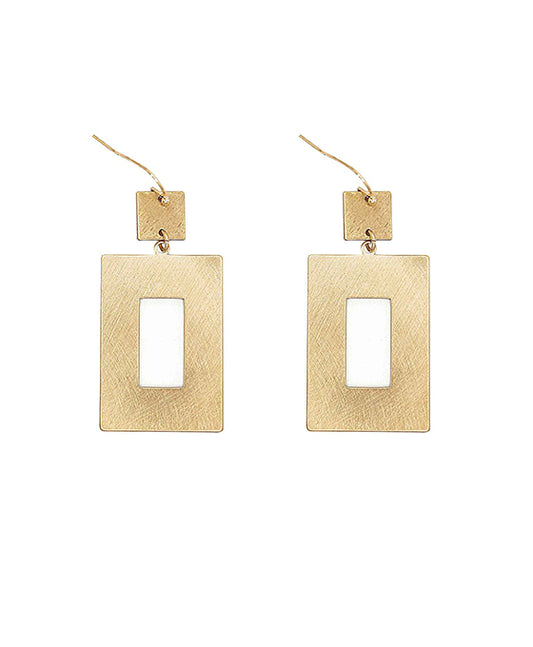 Rectangle Brass Earring