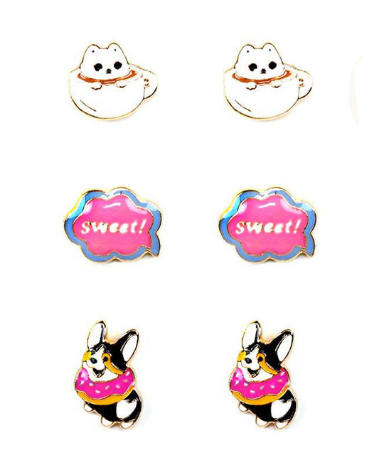 Epoxy 3 Pair Fun Post Earring