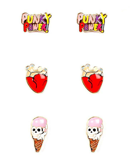 Epoxy 3 Pair Fun Post Earring