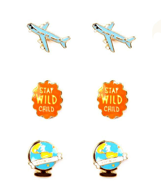 Epoxy 3 Pair Fun Post Earring