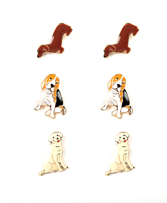 Epoxy 3 Pair Dog Post Earring