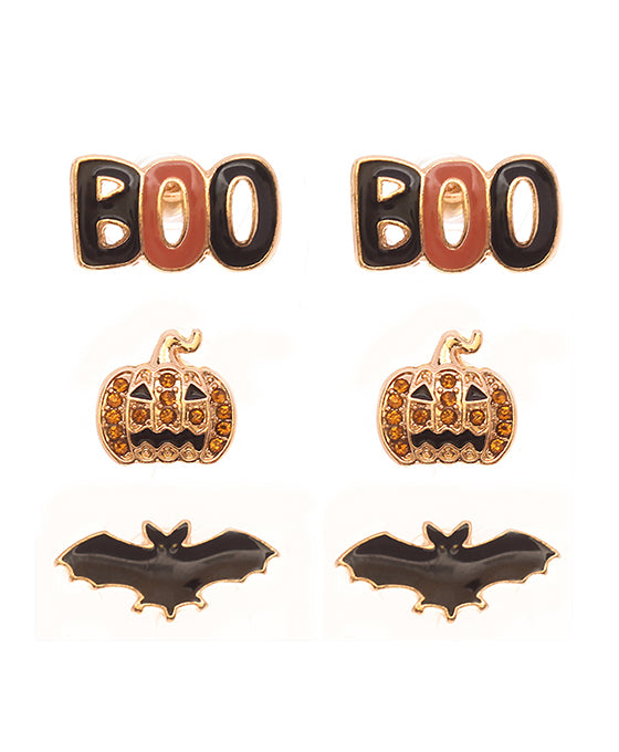 Metal Epoxy 3 Pair Halloween Earring